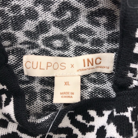 Culpos X INC Black White Leopard Print Sweater - Picture 6 of 9